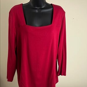 Anne Klein Bold Red Long Sleeve Top